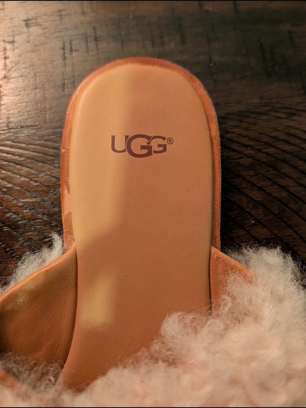UGG Women's Pink Shearling Slide Sandals - Picture 8 of 8